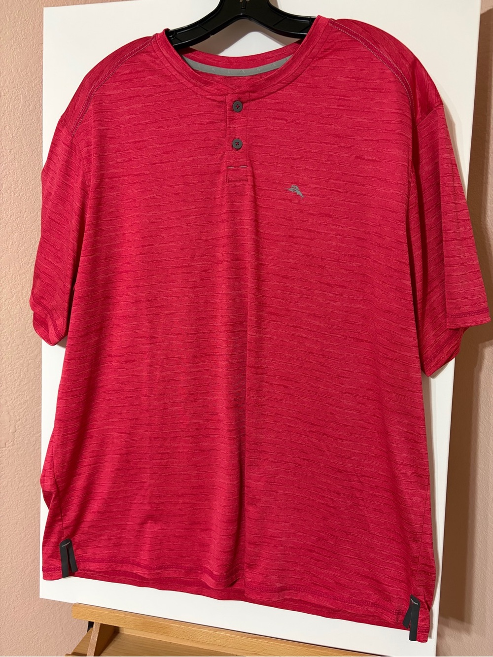 Tommy Bahama Wave Crest IslandZone Henley T-Shirt Java Coral Red Men's 1XLB 1X